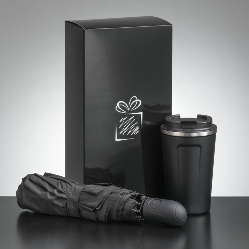 Traveller set: thermal mug Nordic 350 ml & full automatic umbrella