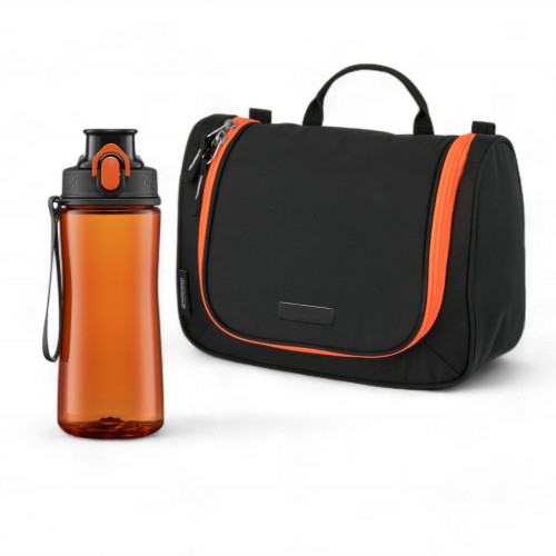 Active set: neon water bottle and Flash cosmetic bag