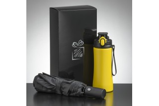 Primo everyday set yellow: water bottle 550 ml & full automatic umbrella harvard