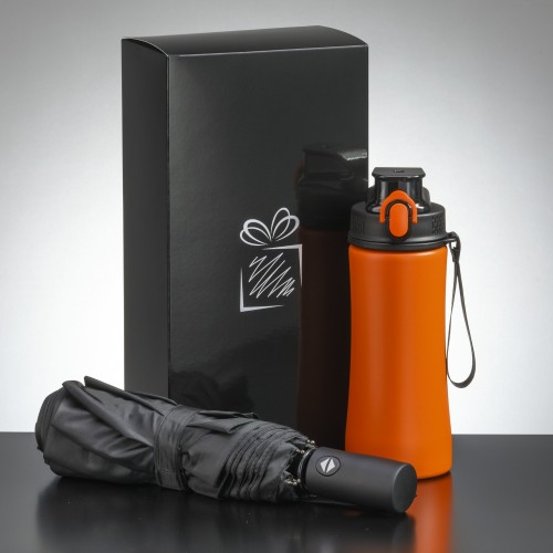 Primo everyday set orange: water bottle 550 ml & full automatic umbrella harvard