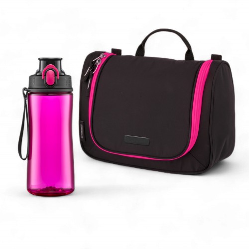 Active set: neon water bottle and Flash cosmetic bag