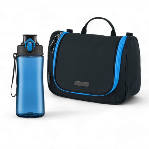 Active set: neon water bottle and Flash cosmetic bag